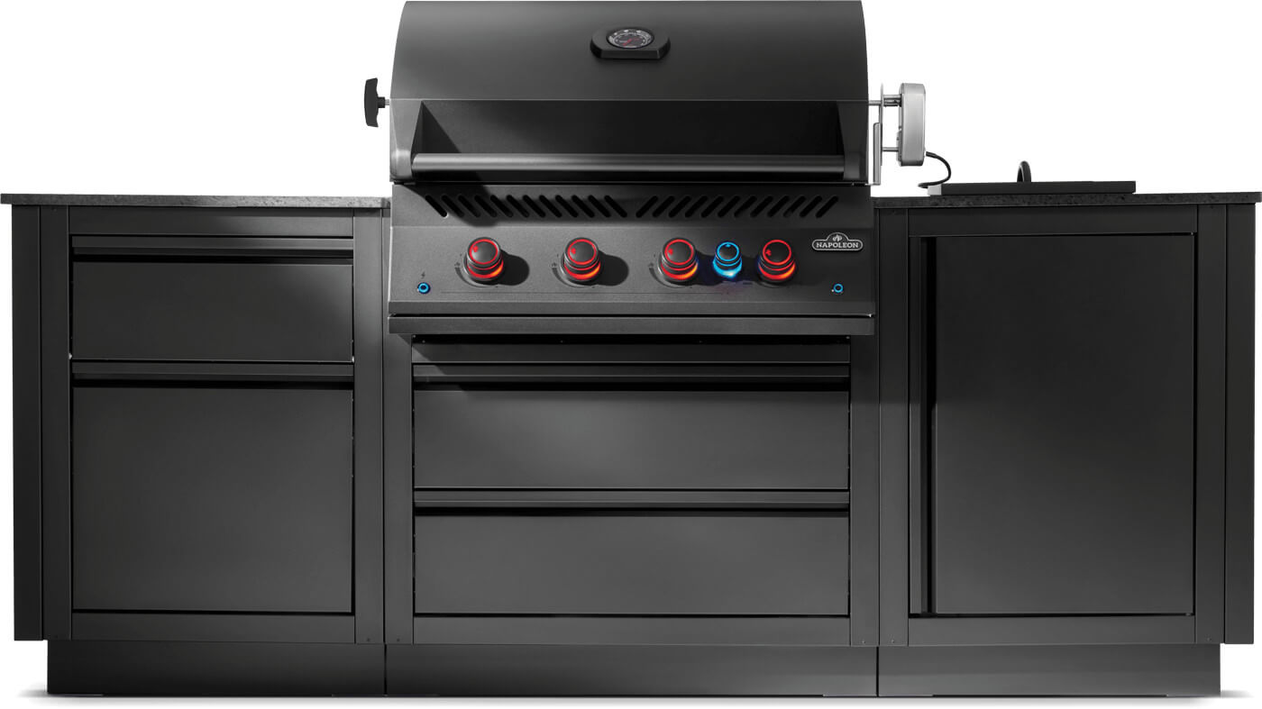 Napoleon OASIS™ 105 Outdoor-Küche, 32-Zoll-Einbaugrill der 700er-Serie, mattschwarz